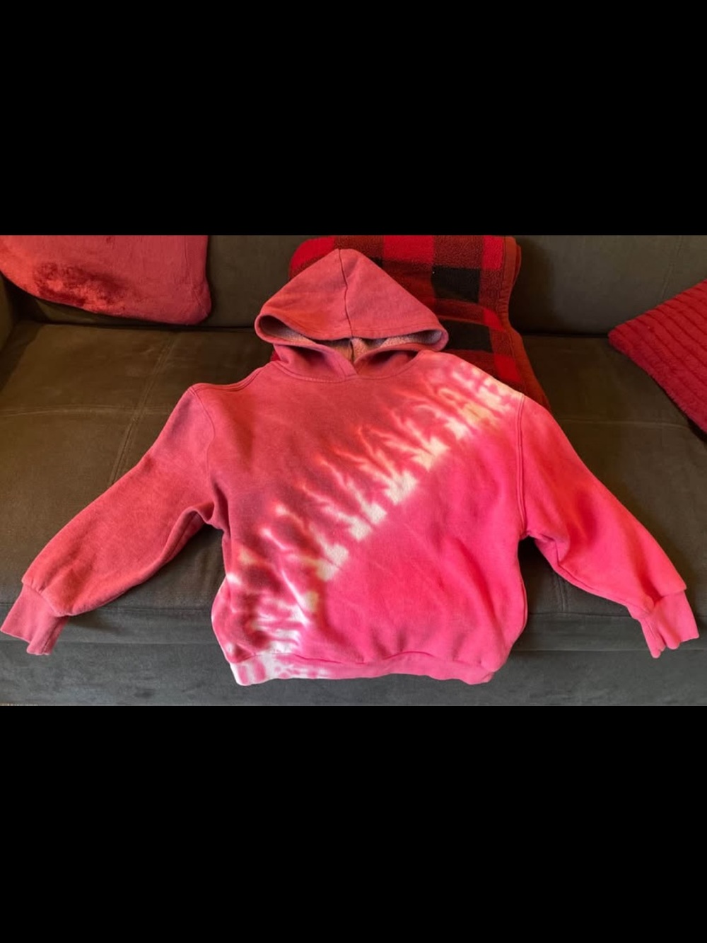 Pink Tie-Dye Hoodie - Diagonal White Accent